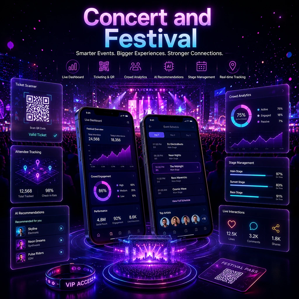 Event app development for concerts and festivals